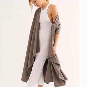 FP Beach Tan Drape Cardigan